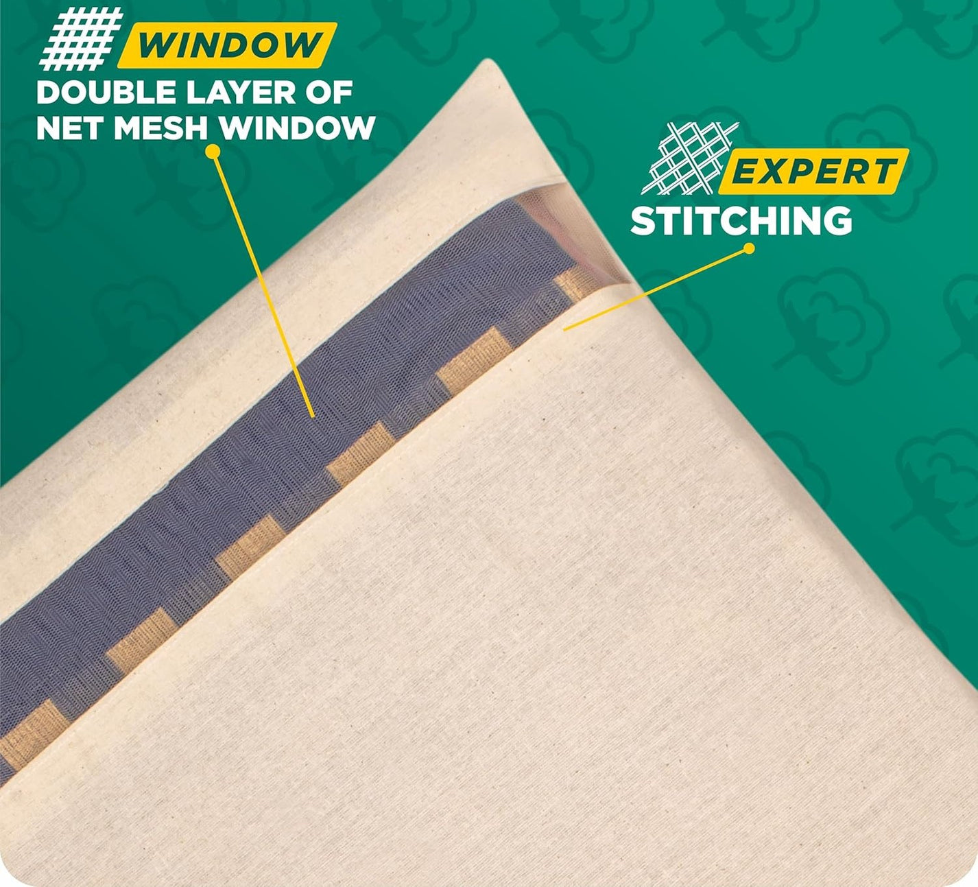 Transparent mesh window on cotton saree bag for easy viewing