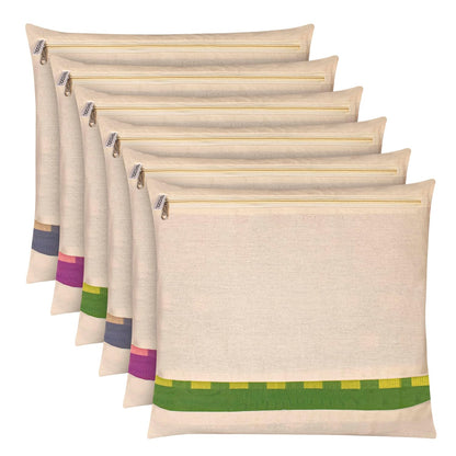 Set of 6 cotton saree storage bags for wardrobe organization